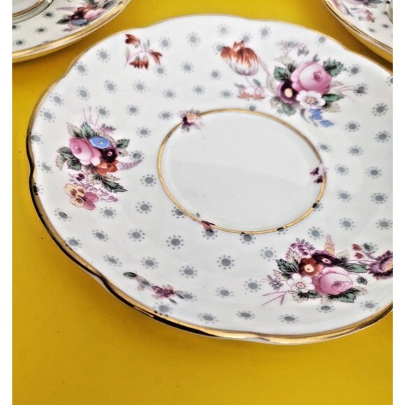 Swansea England Bone China  Two Handled Soup Bowls & Saucer sets(4)  Midsummer - Picture 9 of 15